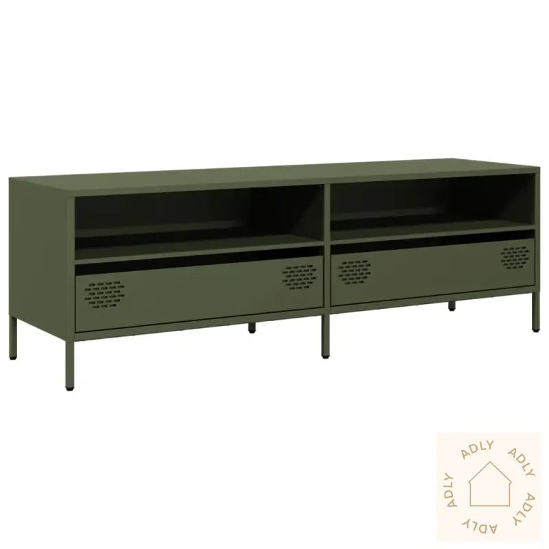 Tv-Benk Olivengrønn 135X39X43,5 Cm Kaldvalset Stål