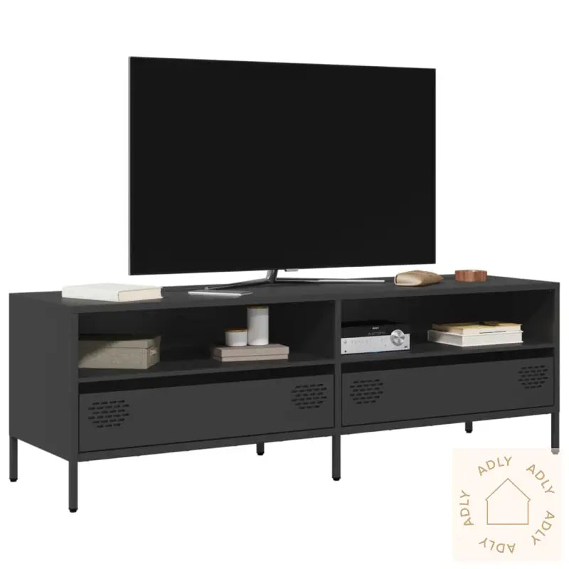 Tv-Benk Svart 135X39X43,5 Cm Kaldvalset Stål