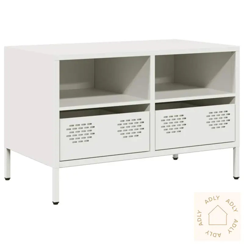 Tv-Benk Hvit 68X39X43,5 Cm Kaldvalset Stål