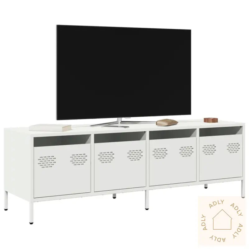 Tv-Benk Hvit 135X39X43,5 Cm Kaldvalset Stål
