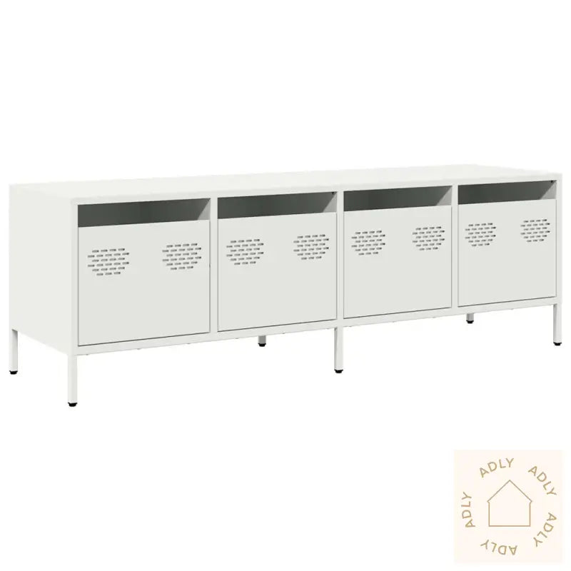 Tv-Benk Hvit 135X39X43,5 Cm Kaldvalset Stål