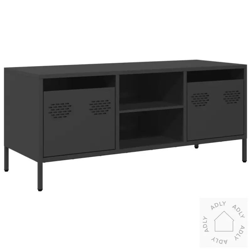 Tv-Benk Svart 101,5X39X43,5 Cm Kaldvalset Stål