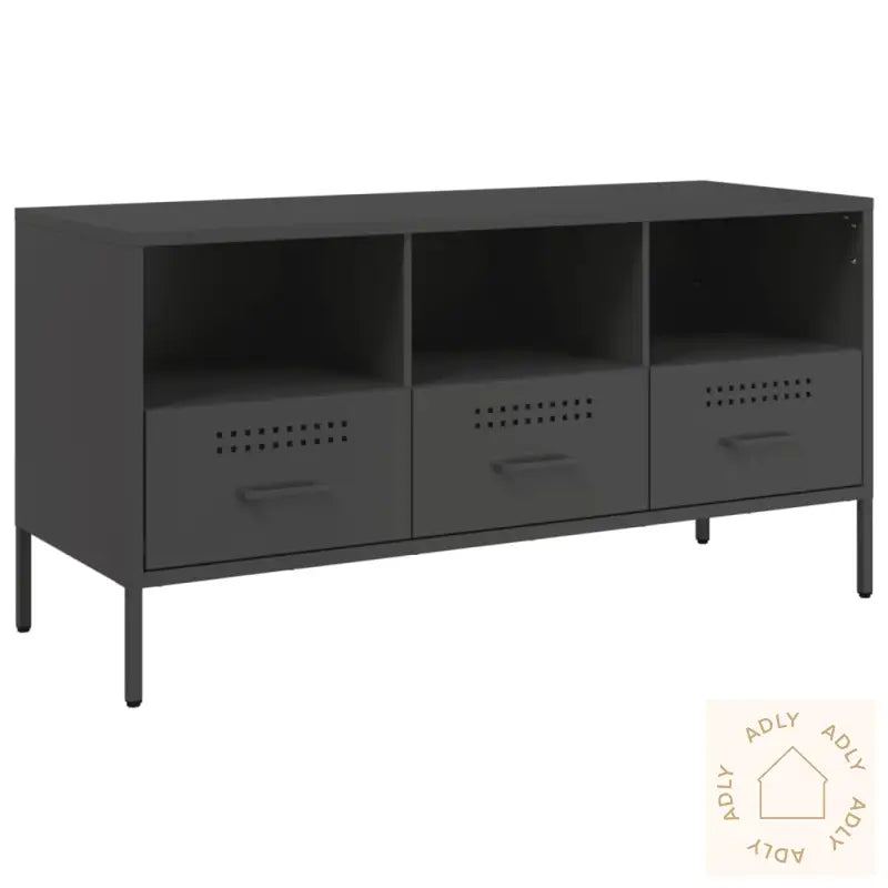 Tv-Benk Svart 100,5X39X50,5 Cm Stål