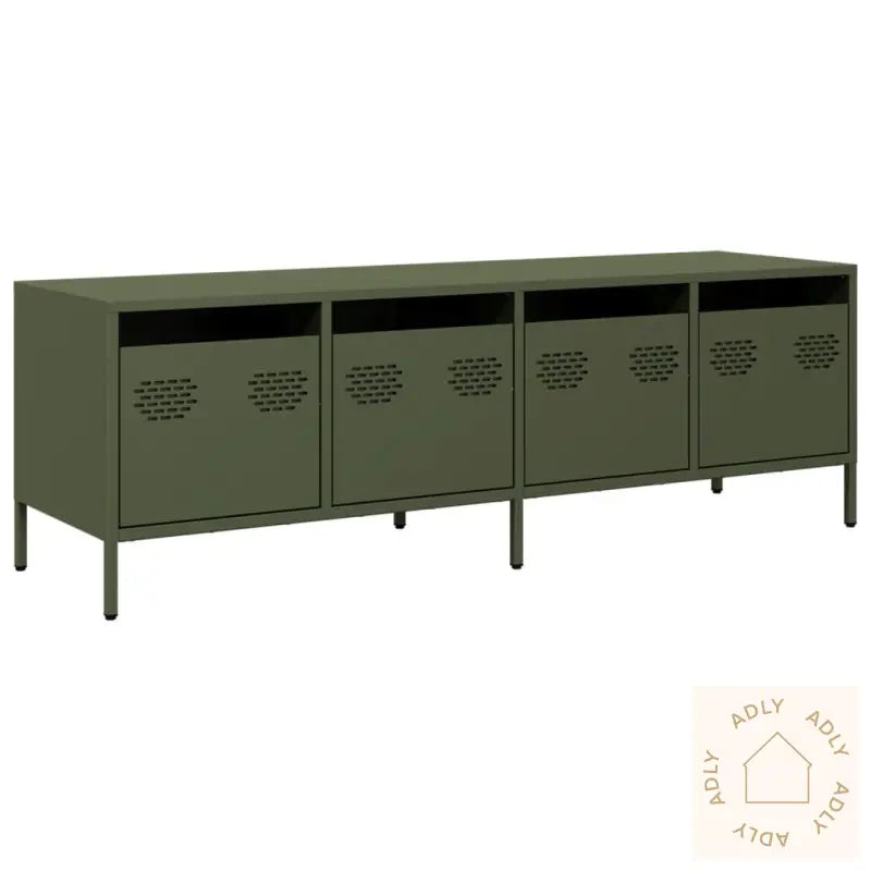 Tv-Benk Olivengrønn 135X39X43,5 Cm Kaldvalset Stål