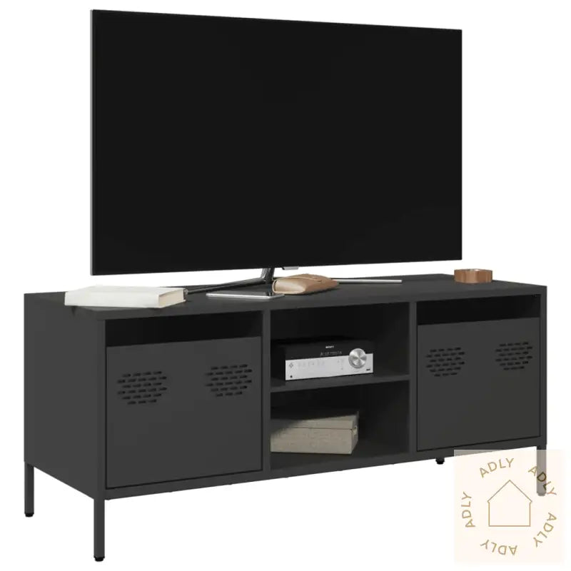 Tv-Benk Svart 101,5X39X43,5 Cm Kaldvalset Stål
