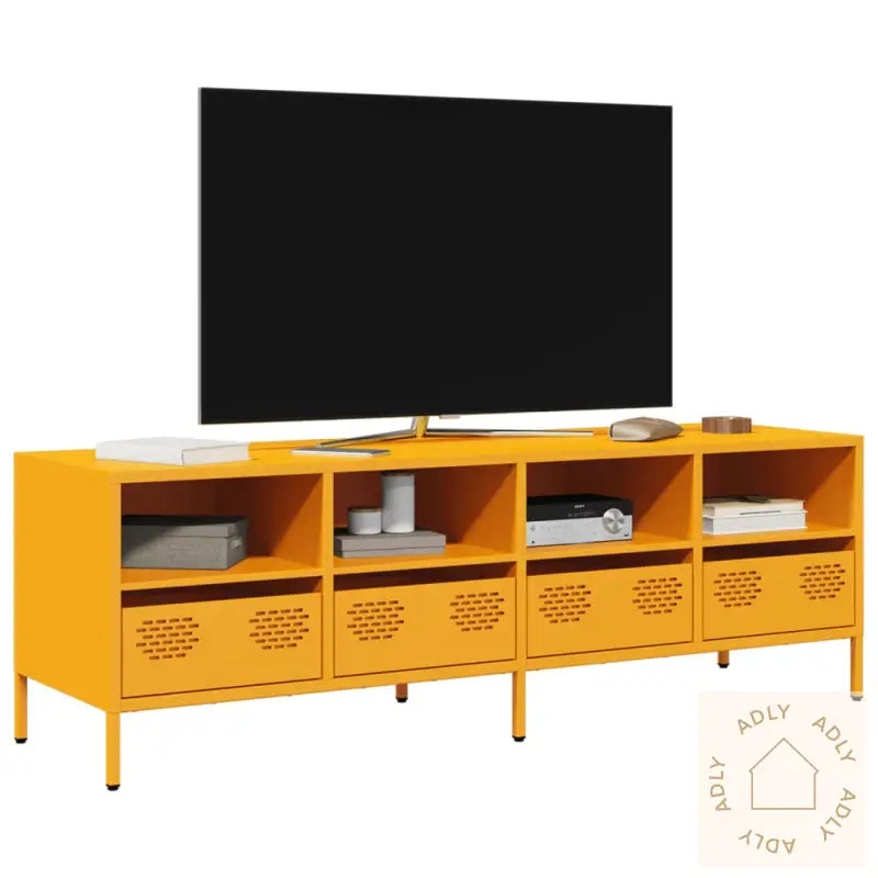 Tv-Benk Sennepsgul 135X39X43,5 Cm Kaldvalset Stål