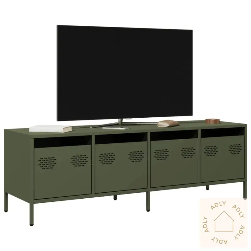 Tv-Benk Olivengrønn 135X39X43,5 Cm Kaldvalset Stål