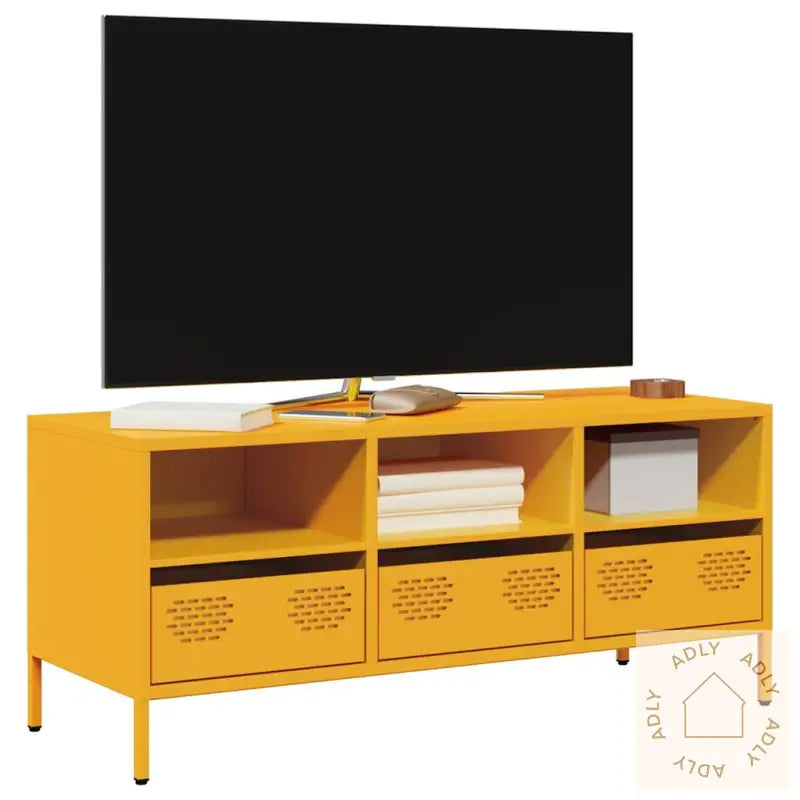 Tv-Benk Sennepsgul 101,5X39X43,5 Cm Kaldvalset Stål