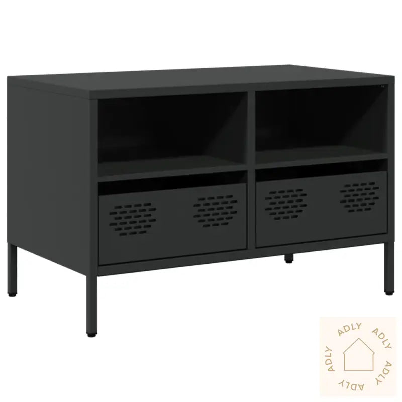 Tv-Benk Svart 68X39X43,5 Cm Kaldvalset Stål