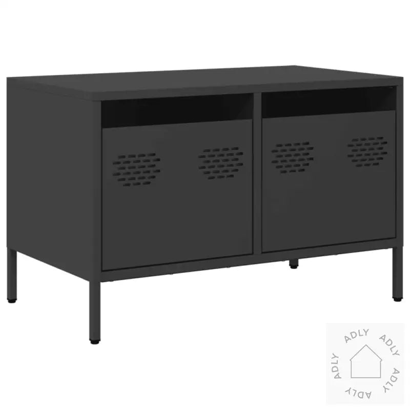 Tv-Benk Svart 68X39X43,5 Cm Kaldvalset Stål