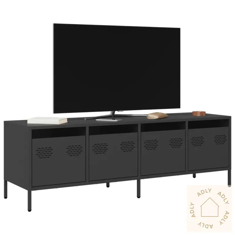 Tv-Benk Svart 135X39X43,5 Cm Kaldvalset Stål