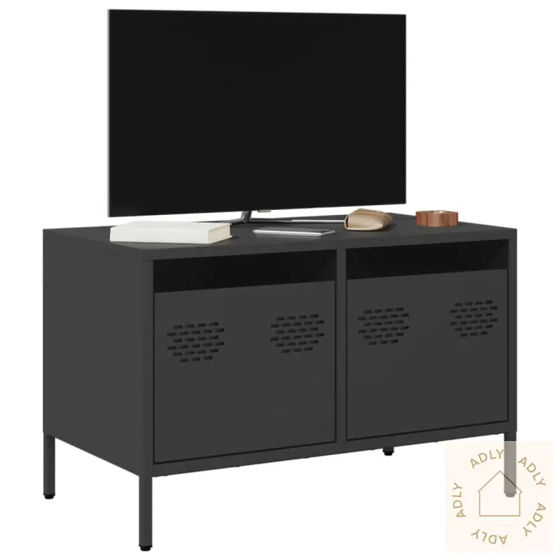Tv-Benk Svart 68X39X43,5 Cm Kaldvalset Stål