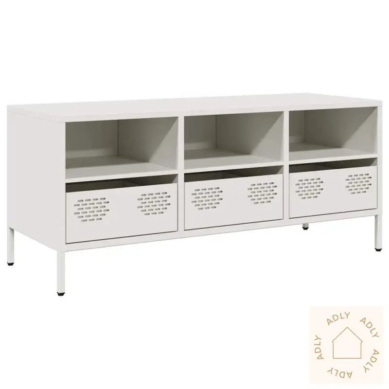 Tv-Benk Hvit 101,5X39X43,5 Cm Kaldvalset Stål