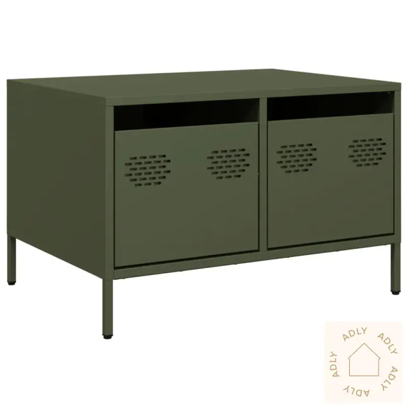 Tv-Benk Olivengrønn 68X50X43,5 Cm Kaldvalset Stål