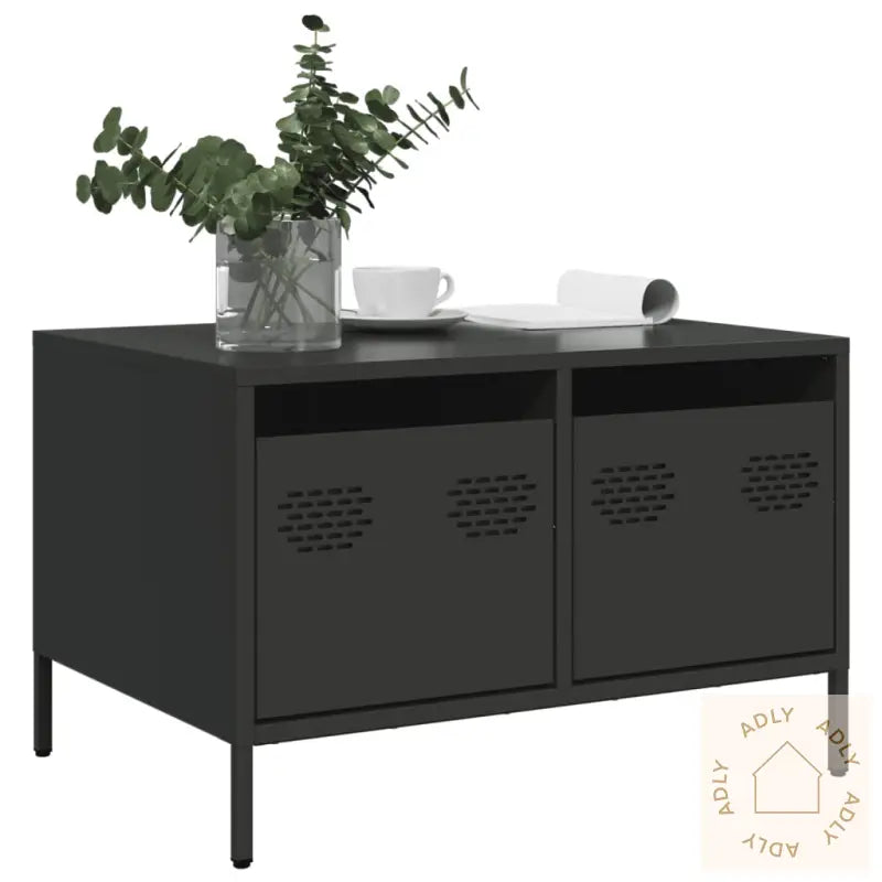 Tv-Benk Svart 68X50X43,5 Cm Kaldvalset Stål