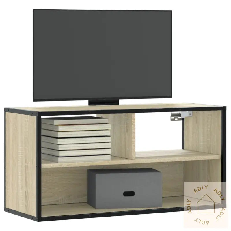 Tv-Benk Sonoma Eik 80X31X39,5 Cm Konstruert Tre Og Metall