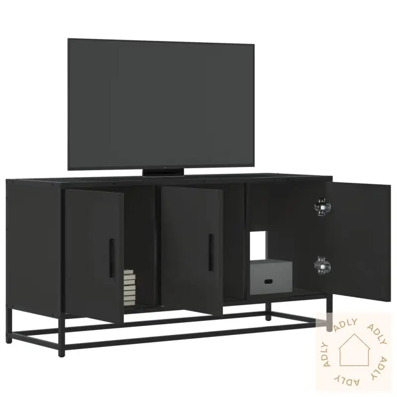 Tv-Benk Svart 100X35X50 Cm Konstruert Tre Og Metall
