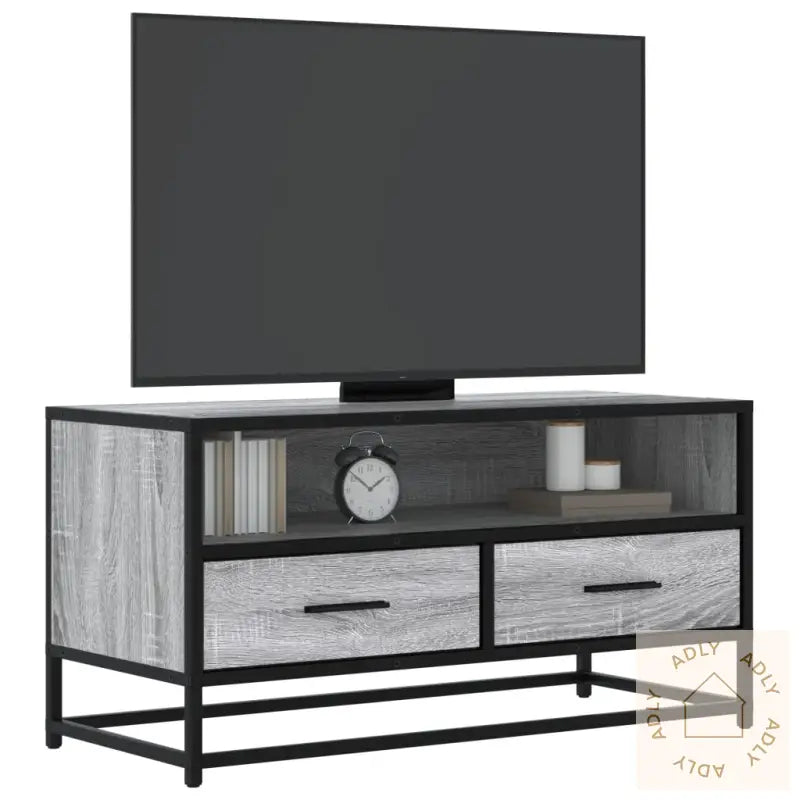Tv-Benk Grå Sonoma 80X34,5X40 Cm Konstruert Tre Og Metall