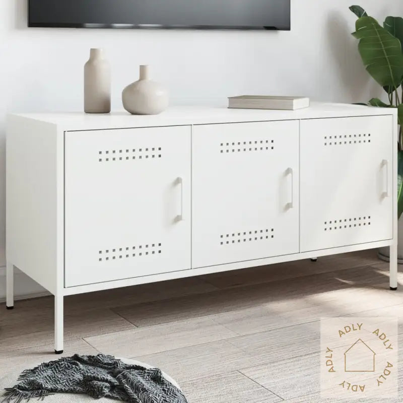 Tv-Benk Hvit 100,5X39X50,5 Cm Stål