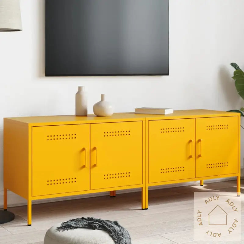 Tv-Benker 2 Stk Sennepsgul 68X39X50,5 Cm Stål
