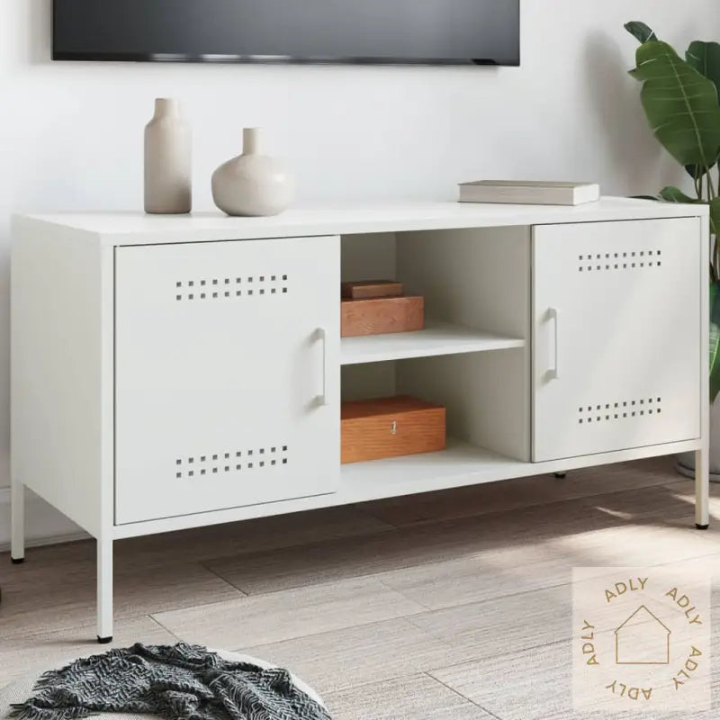 Tv-Benk Hvit 100,5X39X50,5 Cm Stål