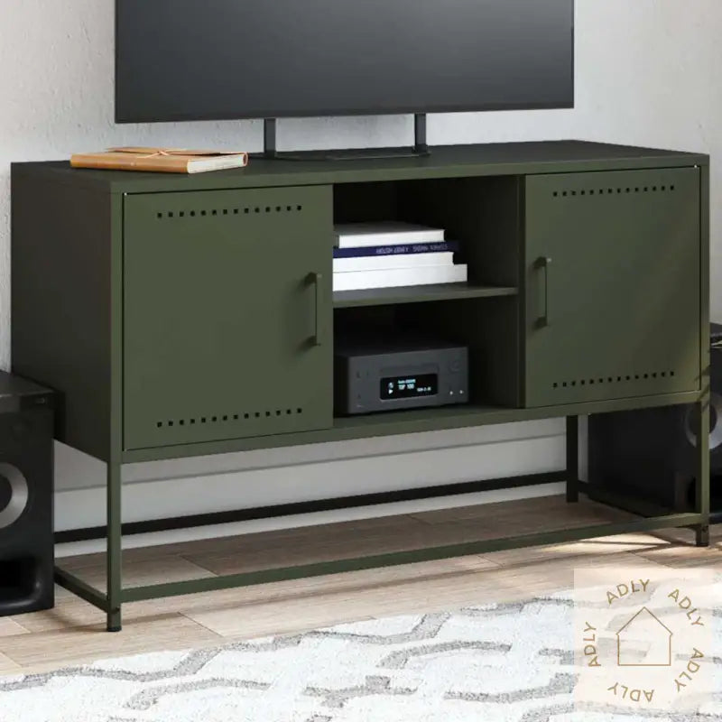Tv-Benk Olivengrønn 100,5X39X60,5 Cm Stål