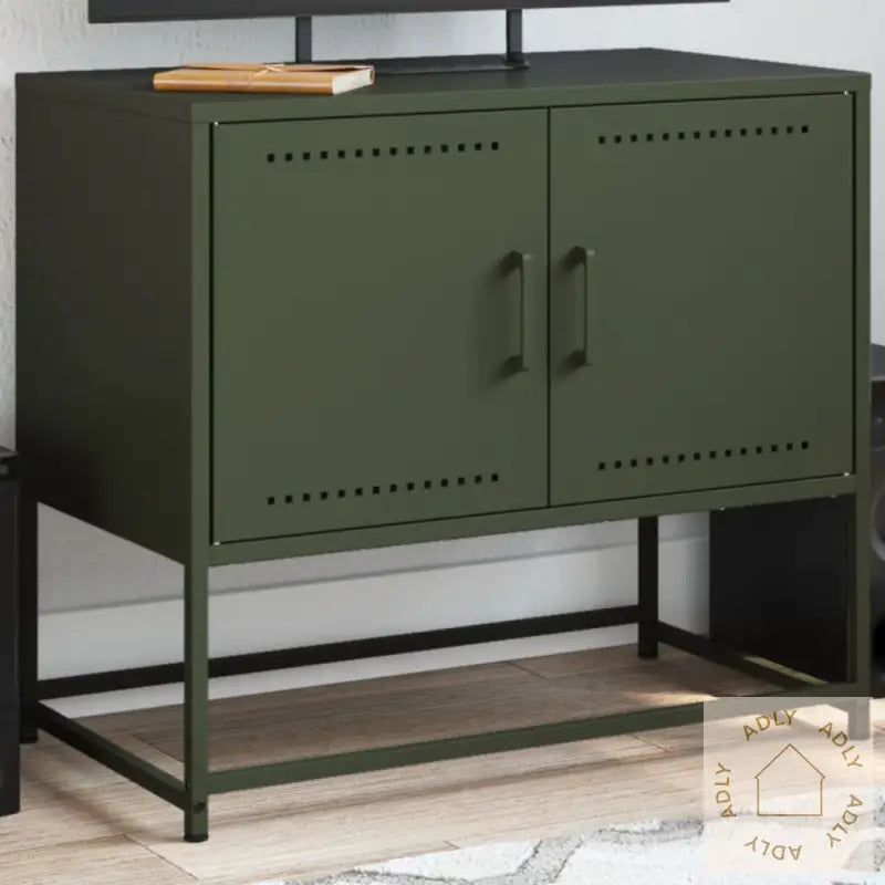 Tv-Benk Olivengrønn 68,5X39X60,5 Cm Stål
