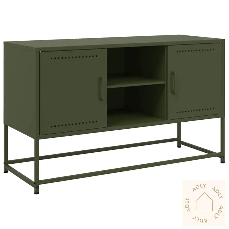 Tv-Benk Olivengrønn 100,5X39X60,5 Cm Stål