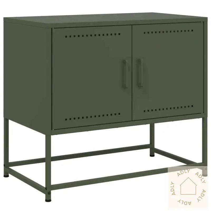 Tv-Benk Olivengrønn 68,5X39X60,5 Cm Stål