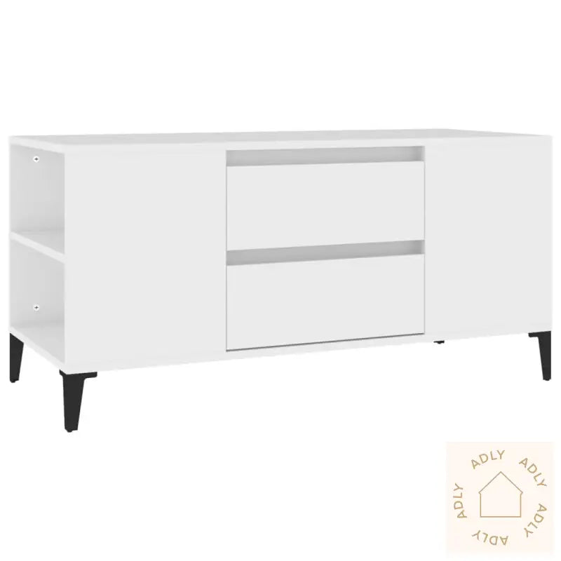 Tv-Benk Hvit 102X44,5X50 Cm Konstruert Tre