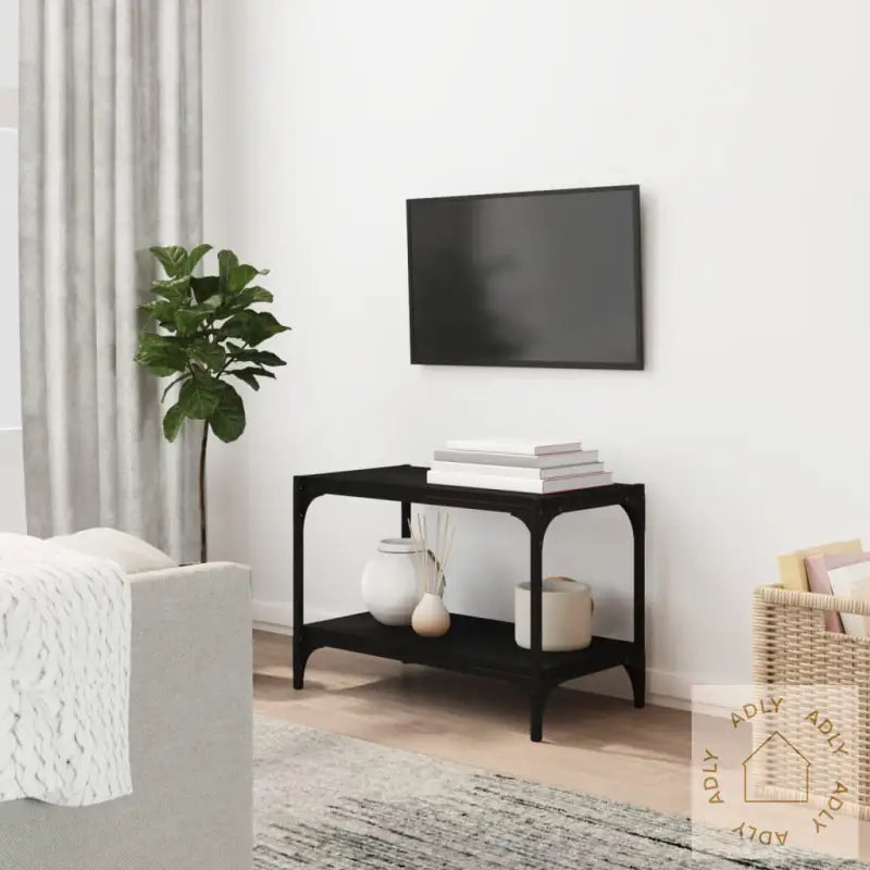 Tv-Benk Svart 60X33X41 Cm Konstruert Tre Og Stål