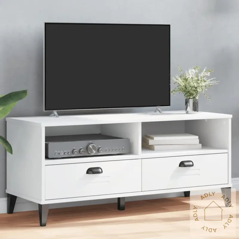 Tv-Benk Viken Hvit Konstruert Tre