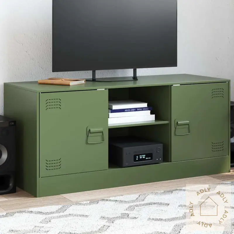 Tv-Benk Olivengrønn 99X39X44 Cm Stål