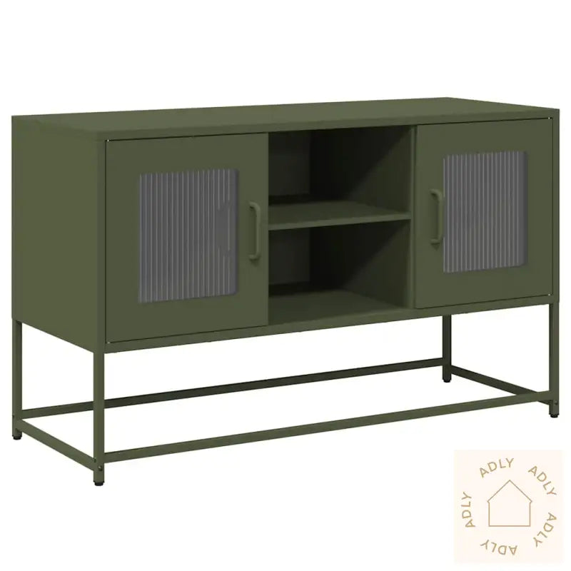 Tv-Benk Olivengrønn 100,5X39X60,5 Cm Stål