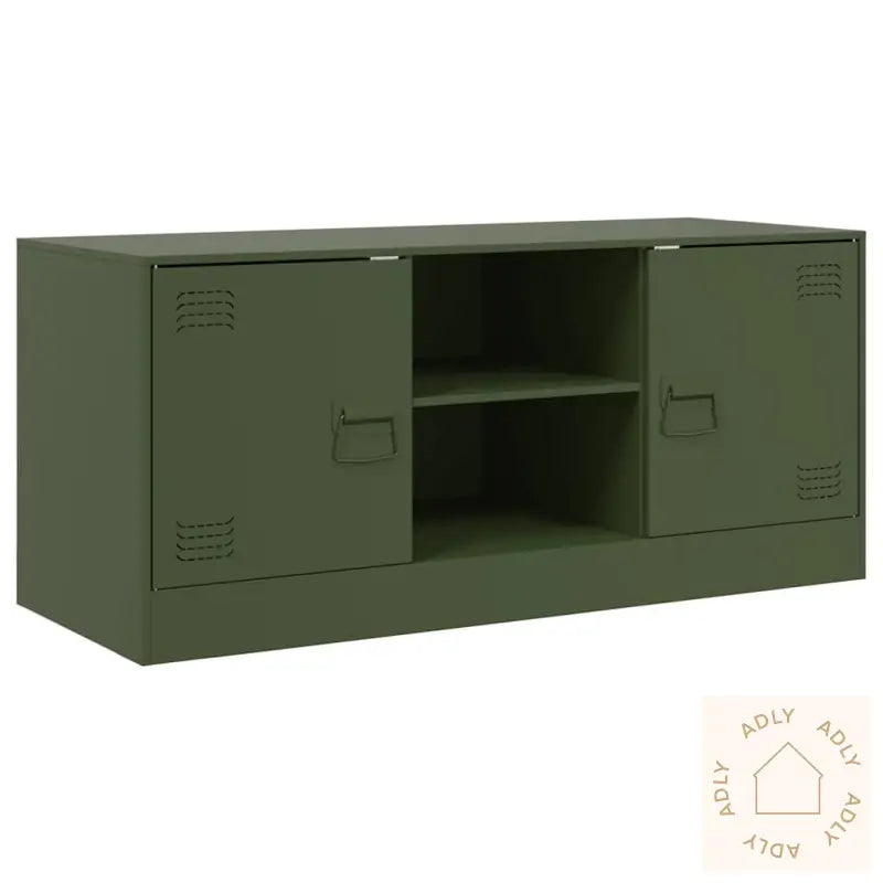 Tv-Benk Olivengrønn 99X39X44 Cm Stål