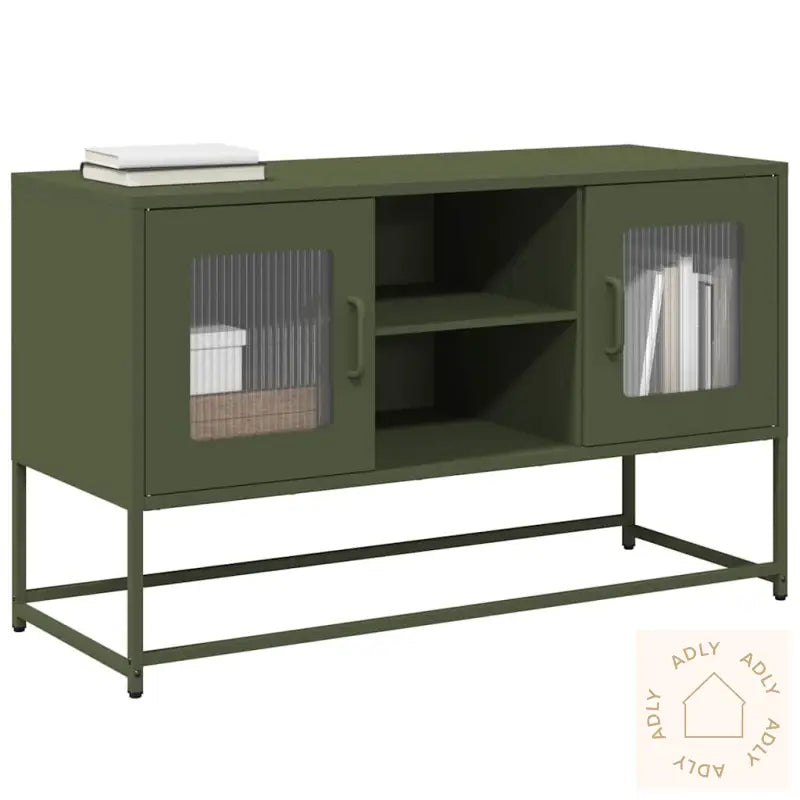 Tv-Benk Olivengrønn 100,5X39X60,5 Cm Stål