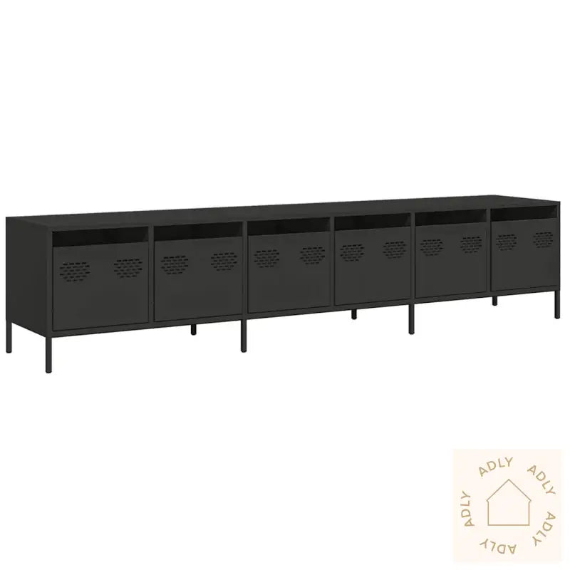 Tv-Benk Svart 202X39X43,5 Cm Kaldvalset Stål