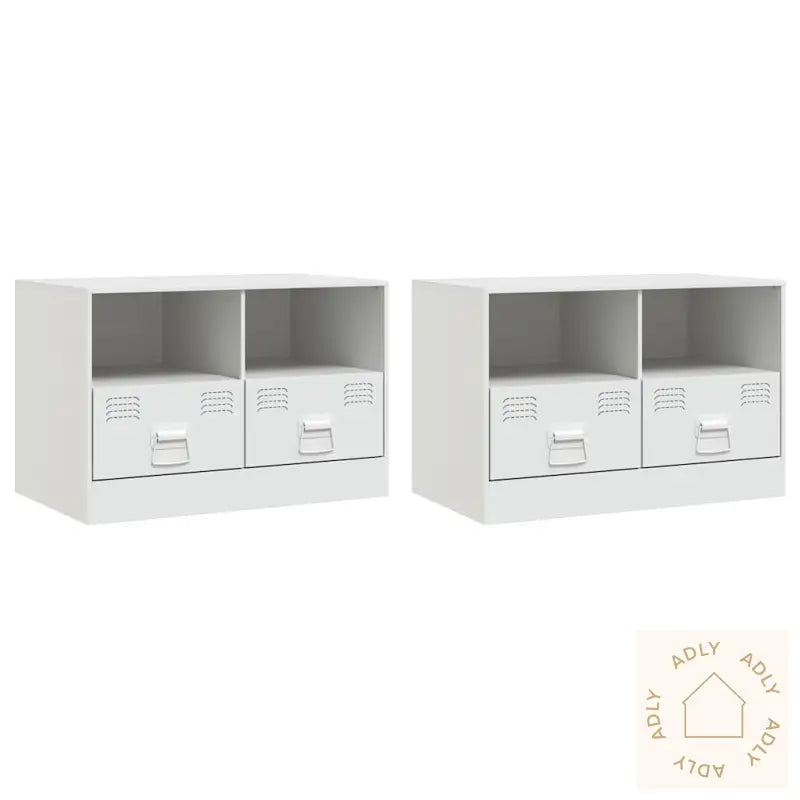 Tv-Benker 2 Stk Hvit 67X39X44 Cm Stål