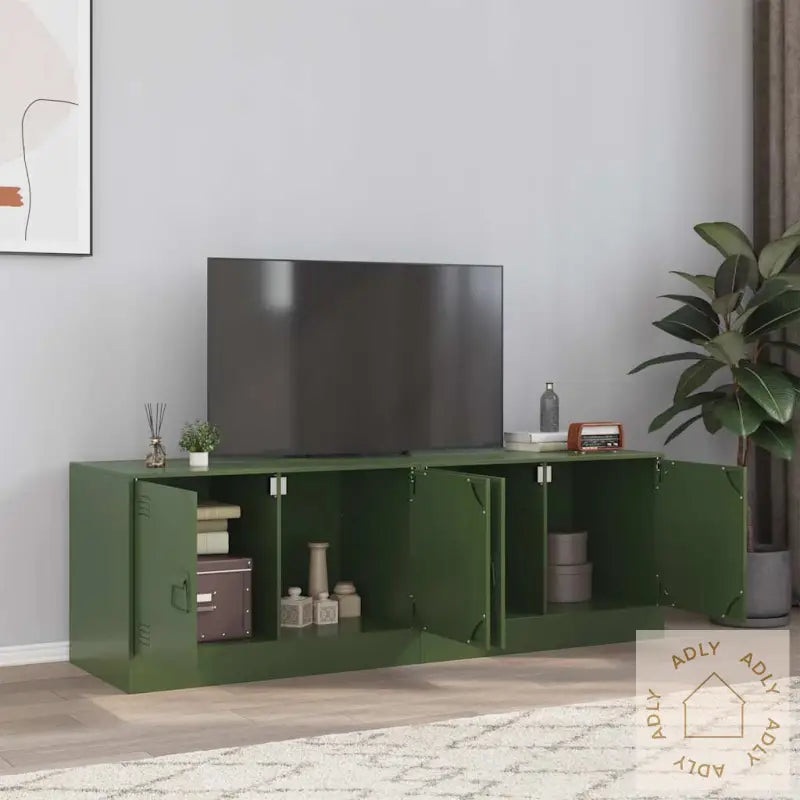 Tv-Benker 2 Stk Olivengrønn 67X39X44 Cm Stål