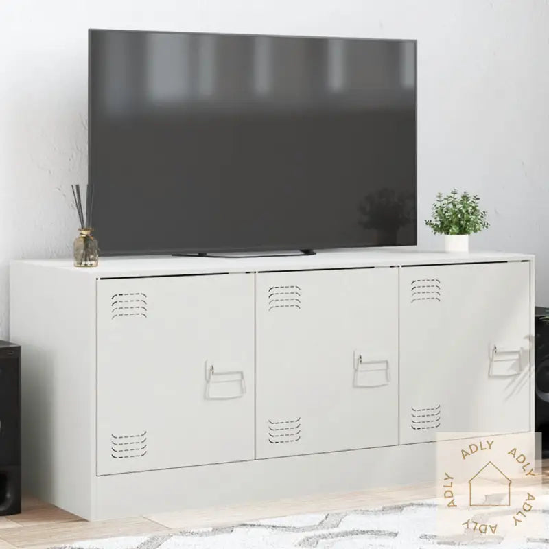 Tv-Benk Hvit 99X39X44 Cm Stål