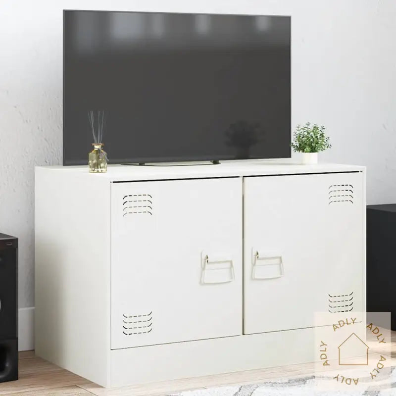 Tv-Benk Hvit 67X39X44 Cm Stål