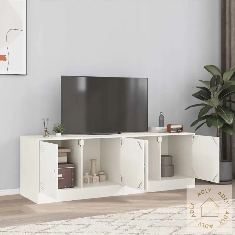 Tv-Benker 2 Stk Hvit 67X39X44 Cm Stål