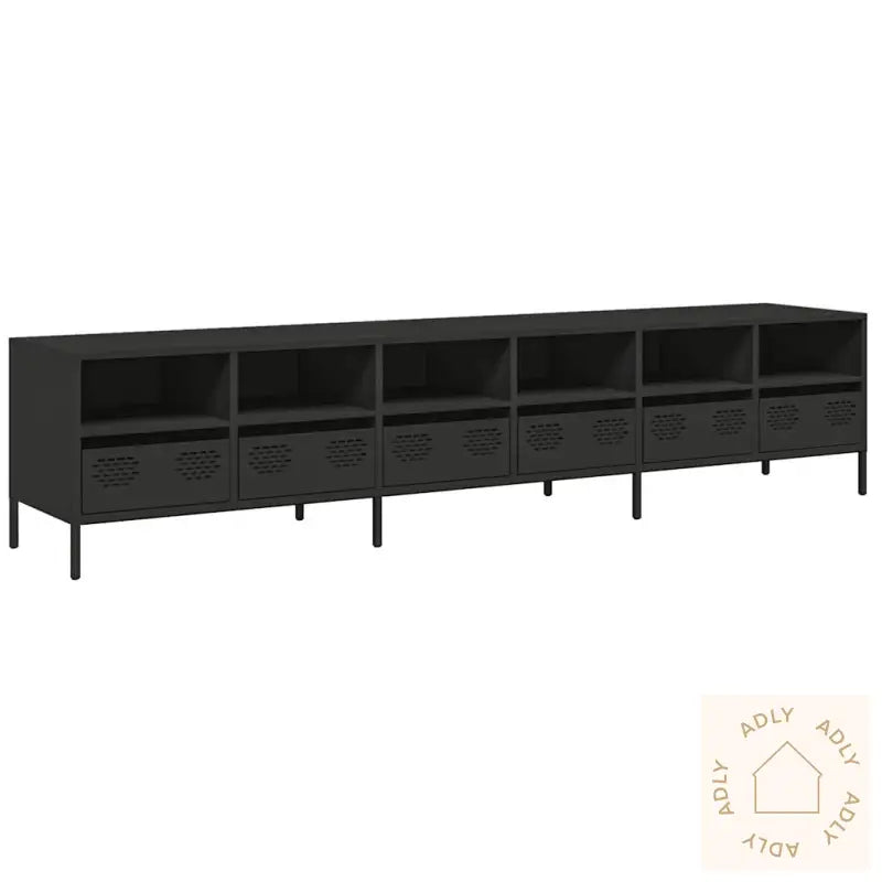 Tv-Benk Svart 202X39X43,5 Cm Kaldvalset Stål