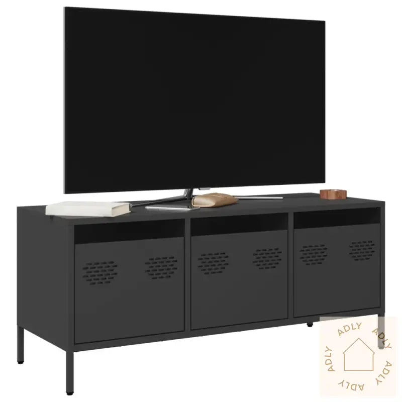 Tv-Benk Svart 101,5X39X43,5 Cm Kaldvalset Stål