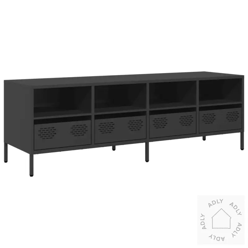 Tv-Benk Svart 135X39X43,5 Cm Kaldvalset Stål