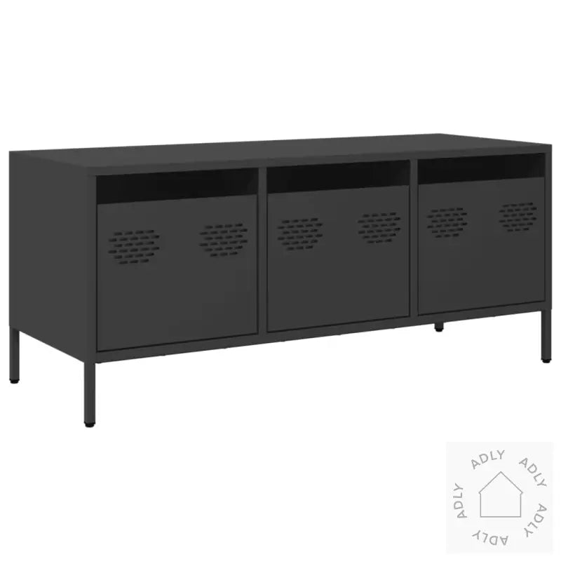 Tv-Benk Svart 101,5X39X43,5 Cm Kaldvalset Stål