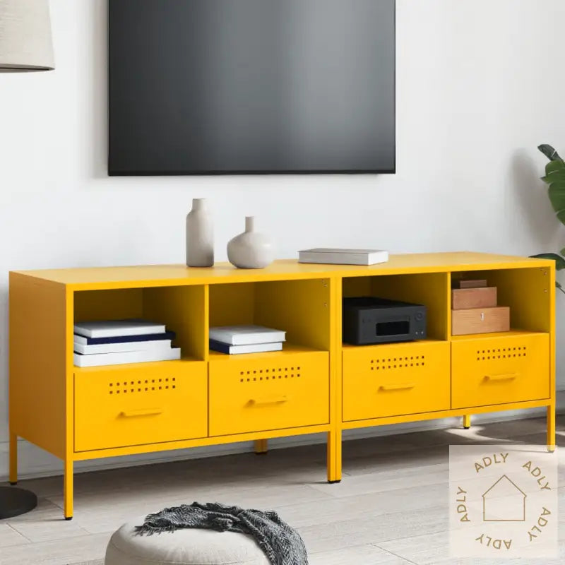 Tv-Benker 2 Stk Sennepsgul 68X39X50,5 Cm Stål