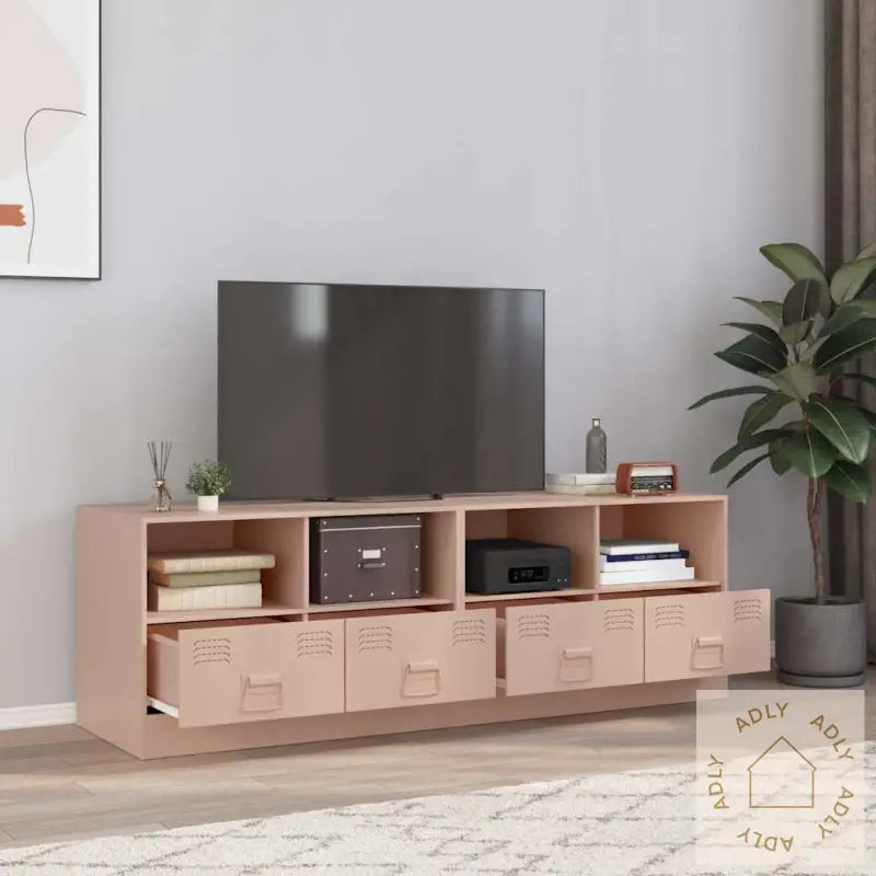 Tv-Benker 2 Stk Rosa 67X39X44 Cm Stål