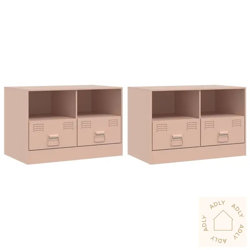 Tv-Benker 2 Stk Rosa 67X39X44 Cm Stål