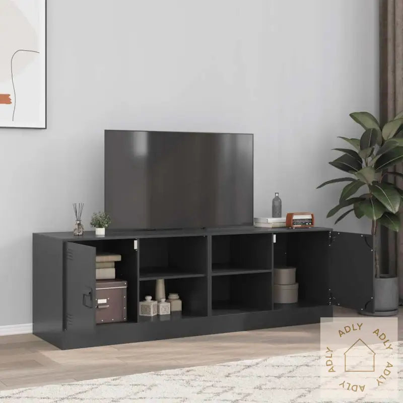 Tv-Benker 2 Stk Svart 67X39X44 Cm Stål